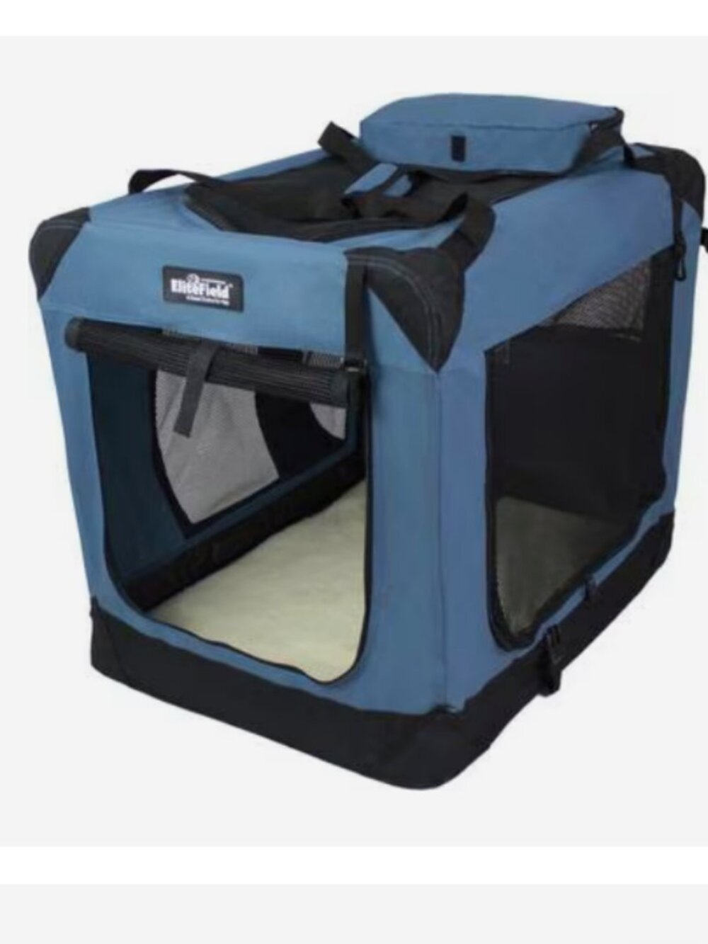 EliteField 3-Door Collapsible Soft-Sided Dog Crate, Blue Gray, 20 inch